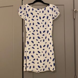 Reformation Dalmatian Blue Backless Mini Dress 0